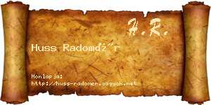 Huss Radomér névjegykártya